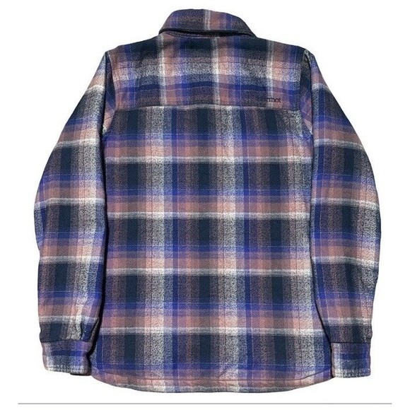 Marmot Jacket Women’s Medium Sherpa Lined Plaid Flannel Shacket Outdoor Hiking - Picture 2 of 4